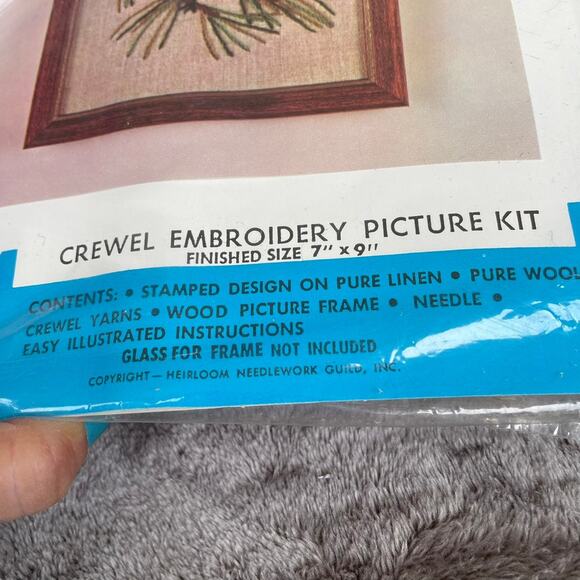 Vintage Crewel Embroidery Kit Red Cardinals Picture NOS Pinecone 1960s Hiawatha - Picture 5 of 12